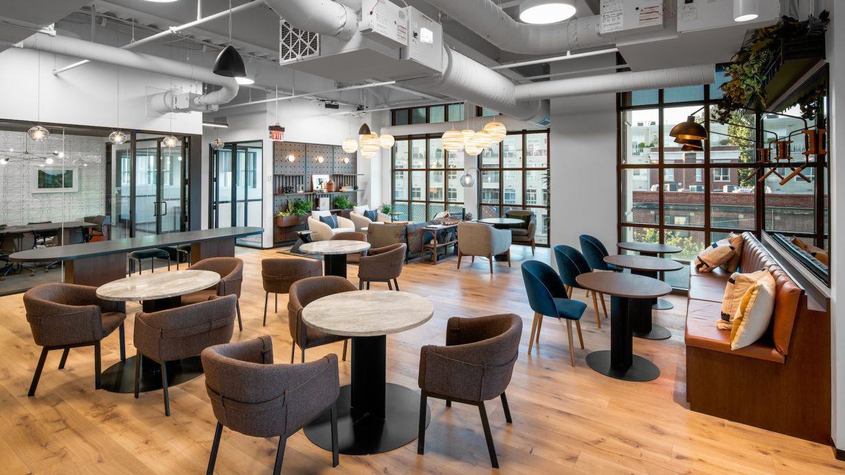 Common areas give members spaces to meet, work, or relax outside of their offices.