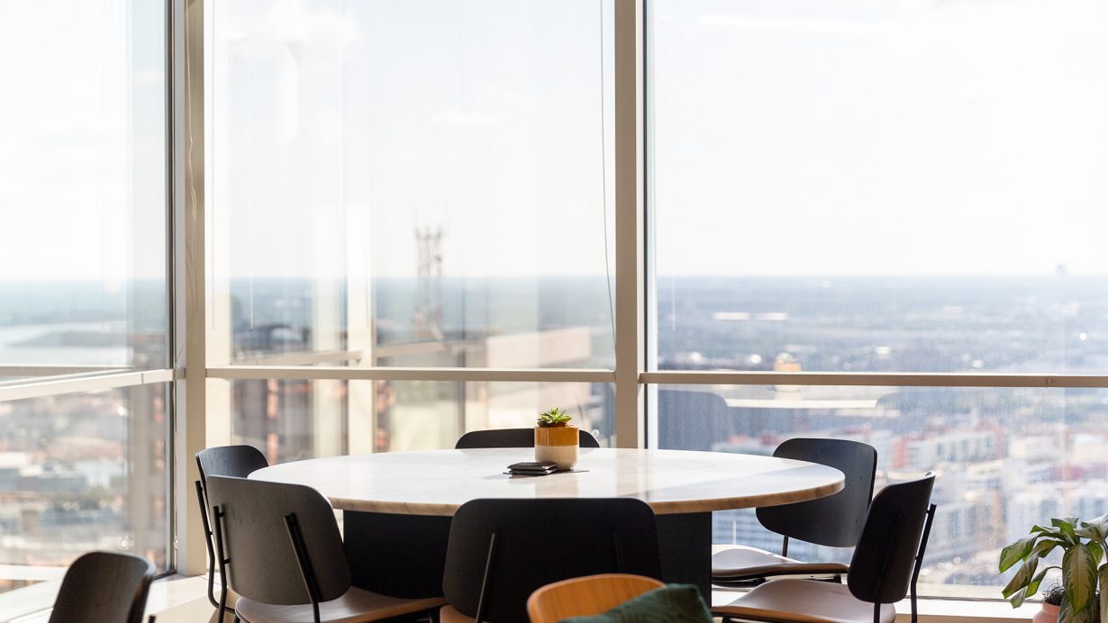 A corner table where members can meet or relax.