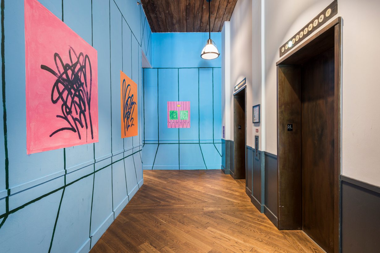 Pieces by local artists line Wythe Hotel’s hallways, providing a little burst of inspiration on members’ way to work.
