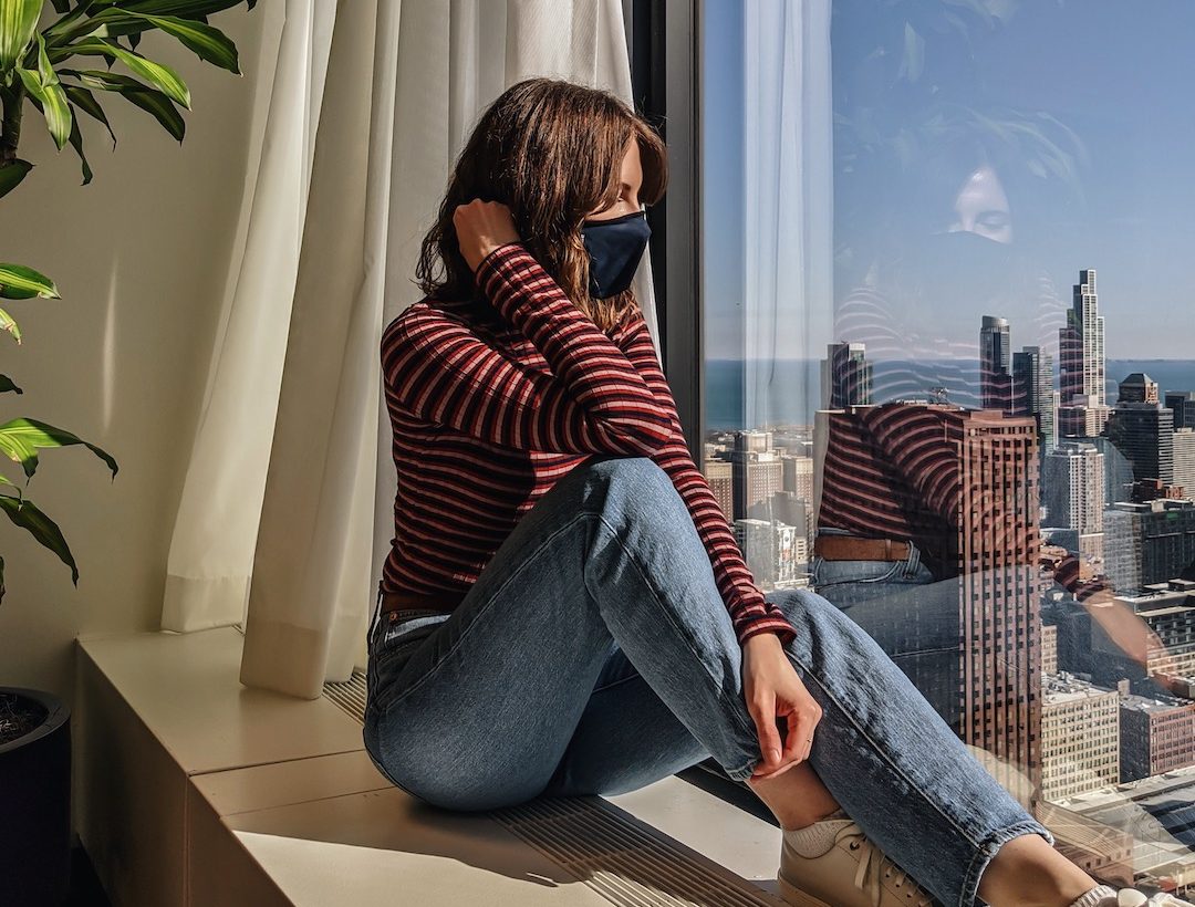 Damiani takes in the view of downtown Chicago from Industrious Willis Tower. (Courtesy Sveta Damiani)