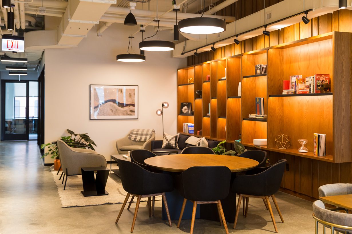 Members can use common spaces for brainstorming sessions or lunch breaks.