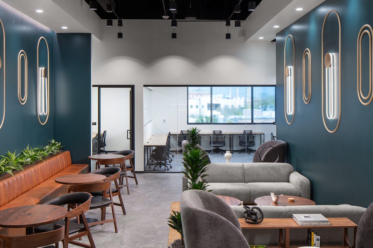 Art Deco nods create feature walls in the location’s common areas.