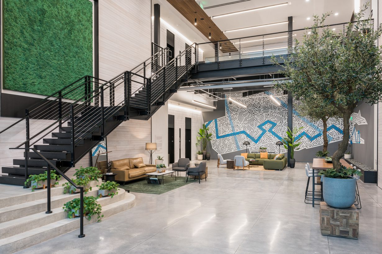 Greenery can be found throughout Industrious Sparkman Wharf.